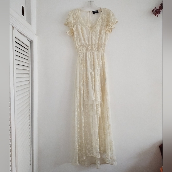 The Kooples Ecru Lace Sheer Details Embroidered Dress - Picture 5 of 13